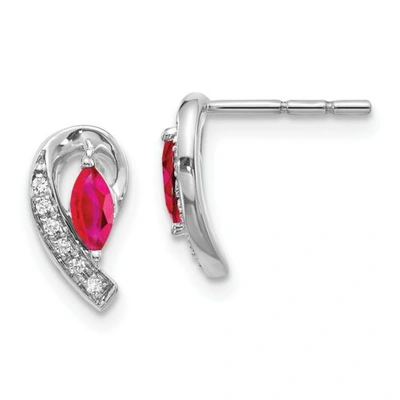 Pre-owned Jewelry 14k White Gold Diamond & Ruby Earrings