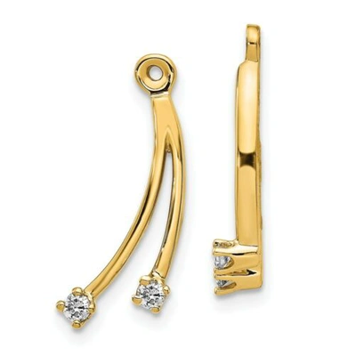 Pre-owned Goldia 14k 2 Stone Dangle Diamond Earring Jacket In Yellow