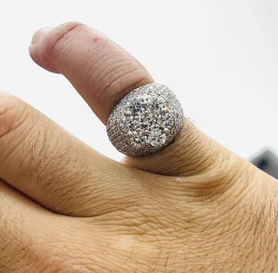 Pre-owned Cali Diamonds Men's Cluster Pinky Diamond Ring F Vs1 14k White Gold 4.50 Carat F Vs1