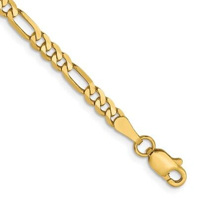 Pre-owned Samajewelers Real 14k Yellow Gold 3.25mm Flat Figaro Chain Chain Bracelet; 7 Inch