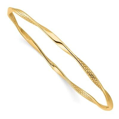 Pre-owned Samajewelers Real 10kt Yellow Gold Polished Textured Twisted Bangle; 7.5 Inch