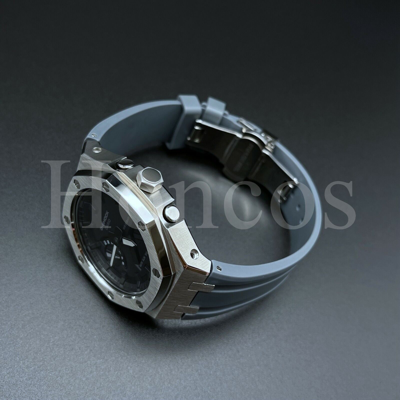 Pre-owned Casio Ga2100-7a Ak Ap Royal Oak Silver Case G-shock  Gray Rubber Gen 4 Mod