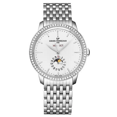 Pre-owned Girard-perregaux Gp Women's '1966' Full Calendar Diamonds Silver Dial Automatic 49535d11a131-11a