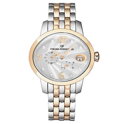 Pre-owned Girard-perregaux Gp Women's 'cat's Eye' Silver Dial Two Tone Bracelet Automatic 80486-56-162-56a