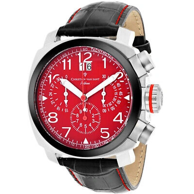 Pre-owned Christian Van Sant Men's Grand Python Red Dial Watch - Cv3au9