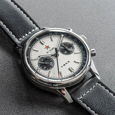 Pre-owned Sugess Red Star 1963 Seagull Movement Manual Mechanical Chronograph Office Panda Watch In 40mm White Dail