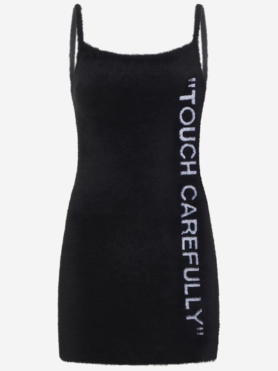 Off-white Touch Carefully Fuzzy Mini Dress In Black