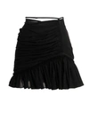 Nensi Dojaka Ruched Asymmetric Stretch Silk Miniskirt In Black