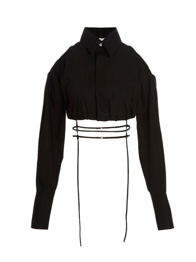 Nensi Dojaka Cut-out Detail Cropped Shirt In Black