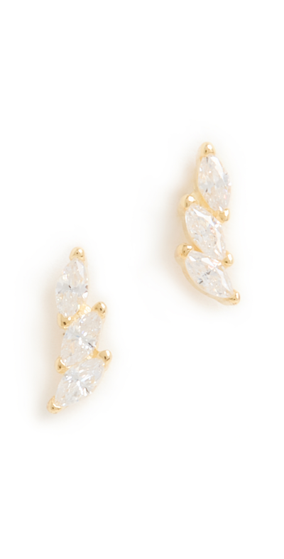 By Adina Eden Tiny Curved Marquise Bar Stud Earrings In Gold | ModeSens