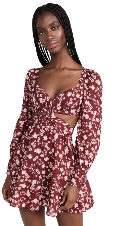 Bardot Logan Mini Dress In Burgundy Floral