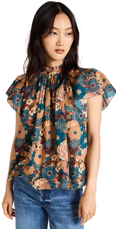 Birds Of Paradis Carla Highneck Shirt In Ocaso Floral