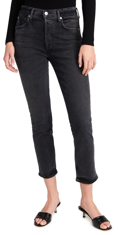 Citizens Of Humanity Charlotte High Rise Straight Jeans In Black Ink