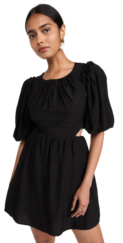 Moon River Open Back Puff Sleeve Mini Dress In Black