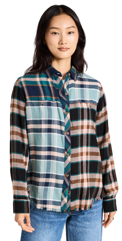 Rails Brando Patchwork Plaid Button Front Shirt In Blue