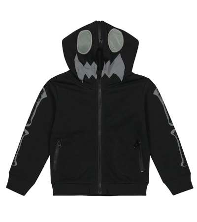 Stella Mccartney Kids' Skeleton Cotton Jersey Hoodie In Black