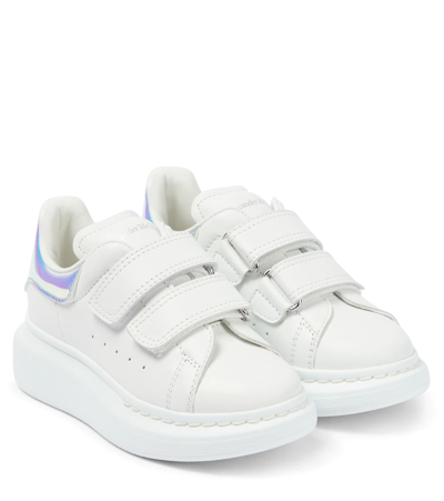 Alexander Mcqueen Kids Oversized White Leather Sneakers In White & Other