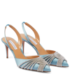 Aquazzura Gatsby Sling 75 Embellished Satin Pumps In Baby Blue