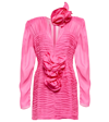 Magda Butrym Minikleid Aus Seidenorganza Mit Floralen Applikationen Und Biesen In Pink
