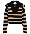 Patou Striped Organic Cotton And Recycled Wool-blend Half-zip Sweater In Black Chestnut