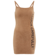 Off-white Logo Printed Mini Dress In Camel Bank
