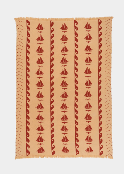 Saved Ny X Lukas The Illustrator Sailboats Throw Blanket, 51" X 71"