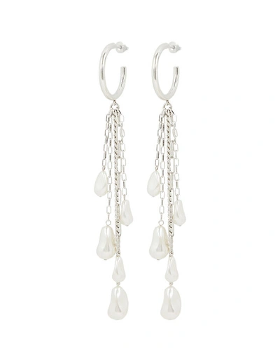 Isabel Marant Rain Drop Faux Pearl Earrings In Silver