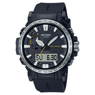 Pre-owned Casio Pro Trek Men's Tough Solar Triple Sensor 47mm Digital Watch Prw61-1a