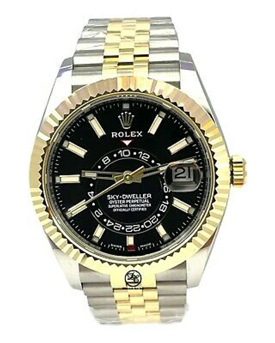 Pre-owned Rolex Sky-dweller 326933 18k Yellow Gold Ss Black Jubilee Watch B/papers Unworn