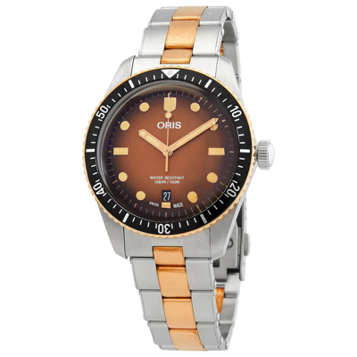Pre-owned Oris Divers Automatic Brown Dial Watch 01 733 7707 4356-07 8 20 17