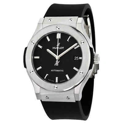 Pre-owned Hublot Classic Fusion Automatic Black Dial Black Rubber Men's 45mm Watch