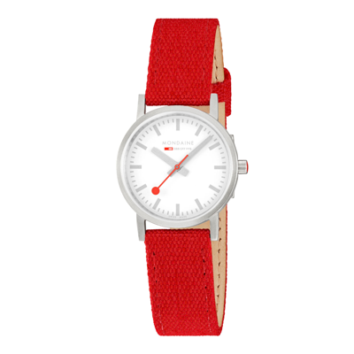 Pre-owned Mondaine Ladies Wrist Watch Classic 1 3/16in, Red Textiluhr, A658.30323.17sbc