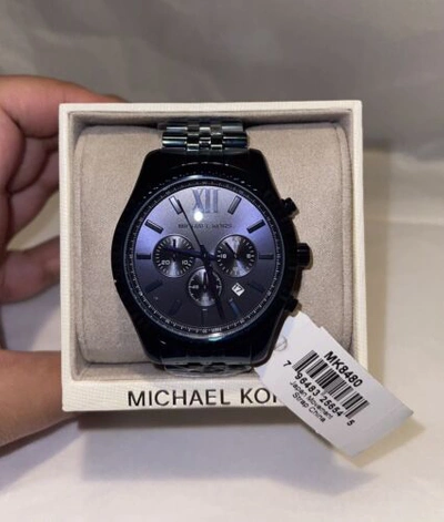Pre-owned Michael Kors Lexington Mk8480 Blue Dial Men's Watch With Tags