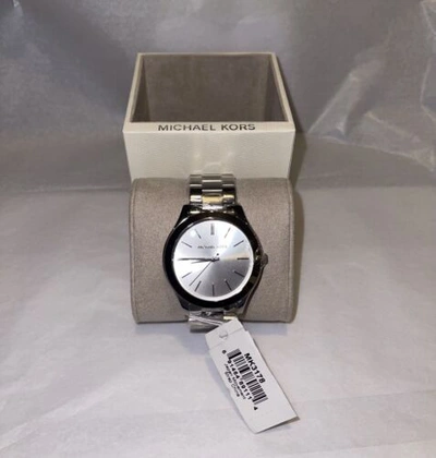 Pre-owned Michael Kors Mk3178 Women's Runway Silver Dial Stainless Steel 42mm Watch