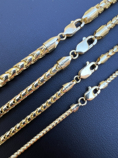 Pre-owned Harlembling Real Solid 14k Yellow Gold Franco Chain Or Bracelet 2mm - 5mm Necklace 8''-30"