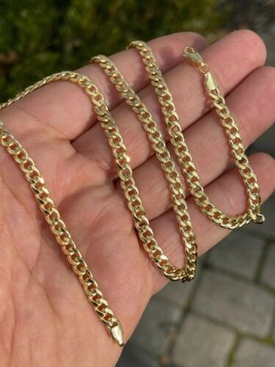 Pre-owned Harlembling Hollow 10k Yellow Gold Mens 4.5mm Miami Cuban Link Chain 20" 22" 24" 10-12 Grams