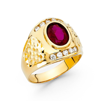 Pre-owned Td Collections Gold - 14k Yellow Gold Cubic Zirconia Men's Ring
