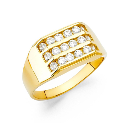 Pre-owned Td Collections Gold - 14k Yellow Gold Cubic Zirconia Men's Ring