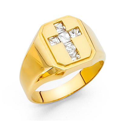 Pre-owned Td Collections Gold - 14k Yellow Gold Cubic Zirconia Men's Ring