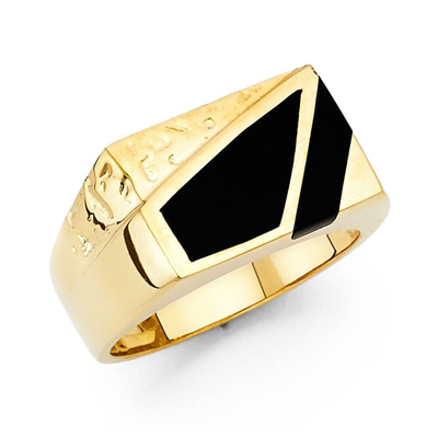 Pre-owned Td Collections Gold - 14k Yellow Gold Onyx Men S Ring