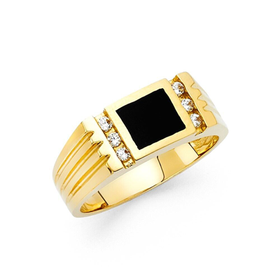 Pre-owned Td Collections Gold - 14k Yellow Gold Onyx Men's Ring