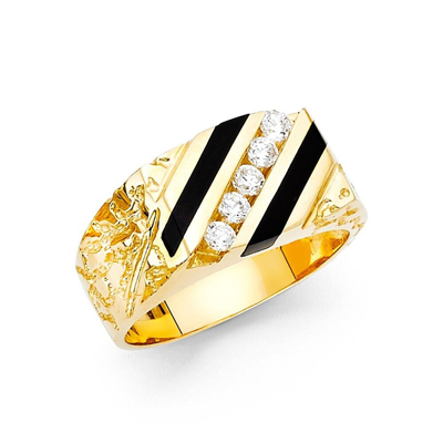 Pre-owned Td Collections Gold - 14k Yellow Gold Onyx Men S Ring