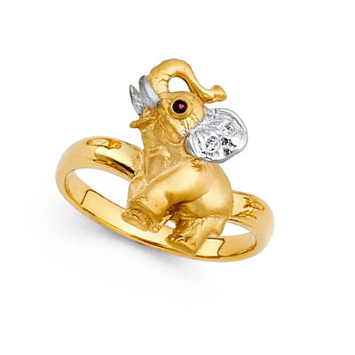Pre-owned Td Collections Gold - 14k Two Tone Gold Cubic Zirconia Fancy Elephant Ring