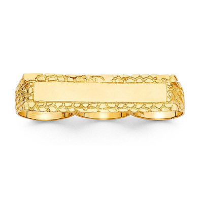 Pre-owned Td Collections Gold - 14k Yellow Gold Tri Finger Men's Ring In Multicolor