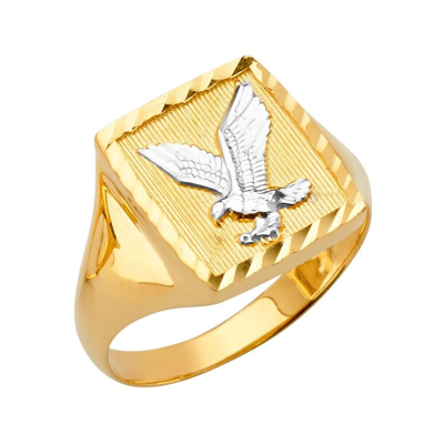 Pre-owned Td Collections Gold - 14k Yellow Gold Square Men's Ring W/eagle