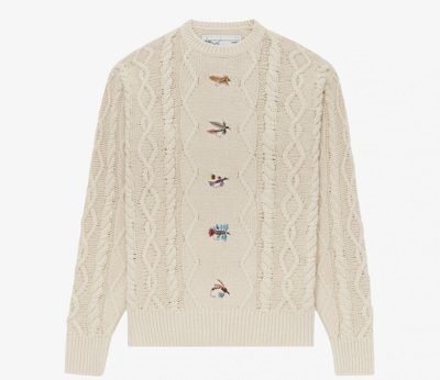 Pre-owned Woolrich Aime Leon Dore Ald /  Flies Sweater Xl Cream In White