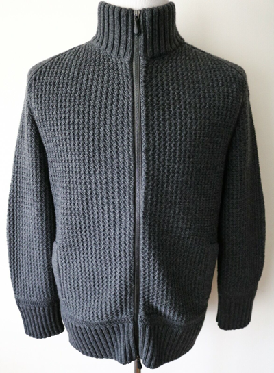 Pre-owned Tom Ford Gray Thick Merino Wool Full Zip Bomber Cardigan Jacket 52 Euro Large