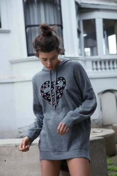 Pre-owned Skull Cashmere Boa Wool Cashmere Hoodie Sweater Dress, Grey Size Xs,s,m $391 In Mid Heather Grey