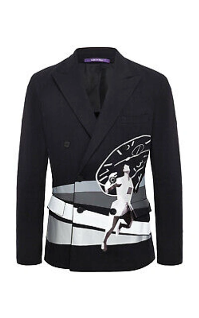 Pre-owned Ralph Lauren Purple Label Hadley Art Deco Blazer Jacket 46 R $3995 In Black