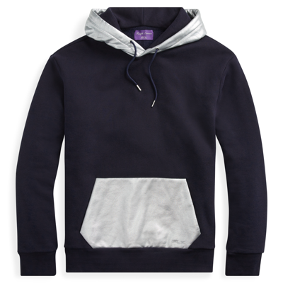 Pre-owned Ralph Lauren Purple Label $595  Rlx Silver Navy Foil Hoodie Sweatshirt Sweater